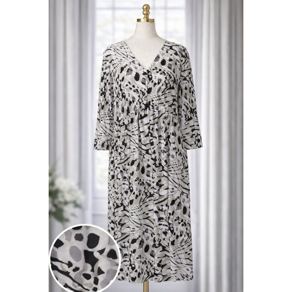 Soma Midi Dress Soft Stretch Knit Empire Waist V-Neck 3/4 Sleeves Size Medium